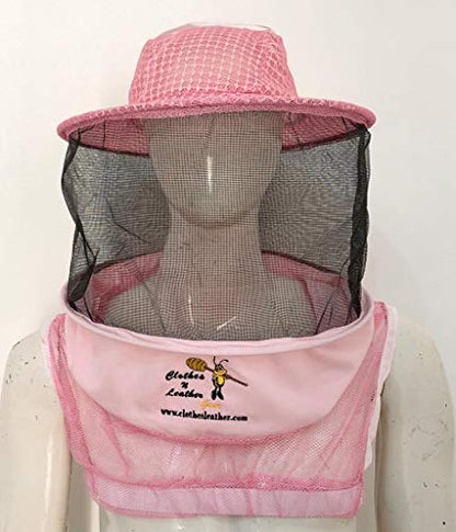 Clothes & Leather Gear Three Layer Ventilated Beekeeping Veil in Round (Pink, 3 Layer HAT) - color: Pink