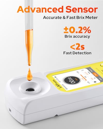 3-in-1 Digital Refractometer with ATC for Wine Making, Home Brewing, Rechargeable 0-95% Brix Meter for Coffee, Juice, Honey, Maple Syrup
