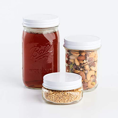 AllSpice Rust-Proof Wide Mouth Aluminum Metal Mason Jar Lids Leak-Proof 12-Pack (White) - color: White, size: Wide Mouth