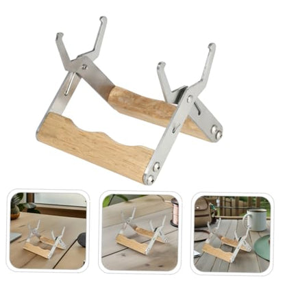 HOMSFOU 4pcs Stainless Steel Beehive Frame Holder Gripper Tools with Wooden Handle for Beekeeping Hive Frame Lifting and Inspection Equipment