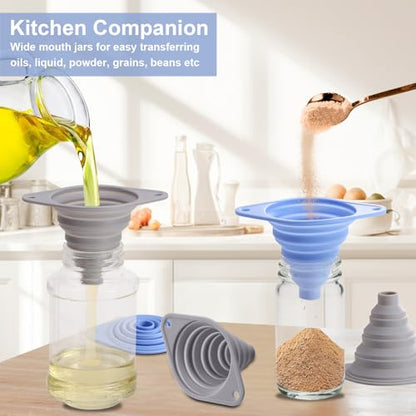 Kitchen Funnel Set 3 Pack, Collapsible Silicone Funnel for Kitchen Use Filling Bottles Liquid Food Transfer