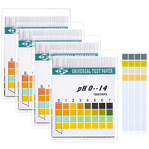 Hicarer 400 Strips Plastic pH Test Strips, Universal pH 0-14, Litmus Test Paper with Storage Case for Water Liquid Saliva Urine Soil Testing Pet Food and Diet Monitoring
