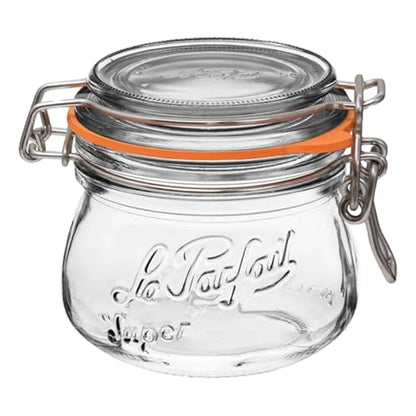 Le Parfait Super Jar 250mL (8oz) French Glass Preserving Jar w/Airtight Rubber Seal & Wire Bail Closure - BPA-Free Canning Jar for Pickles, Fruit, Sauce & Food Storage - Made in France Since 1930 1PK - color: 08oz (Single)
