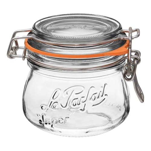 Le Parfait Super Jar 250mL (8oz) French Glass Preserving Jar w/Airtight Rubber Seal & Wire Bail Closure - BPA-Free Canning Jar for Pickles, Fruit, Sauce & Food Storage - Made in France Since 1930 1PK - color: 08oz (Single)