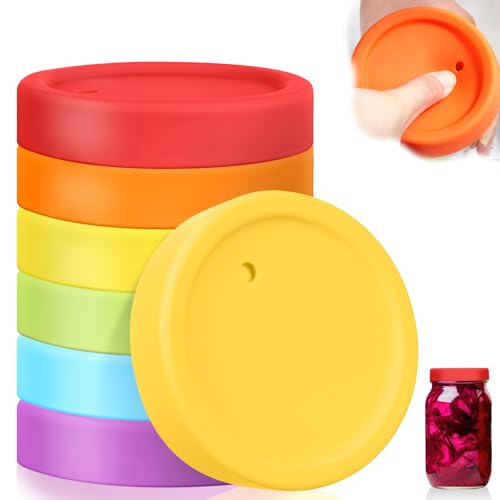 Teenyyou 6 Pcs Silicone Fermenting Lids for Wide Mouth Mason Jar, Airlock Waterless Fermenter Caps, 86 mm Silicone Cover with Vent for Kimchi, Fermented Probiotic Food, Jars Not Included(Classic) - color: Classic