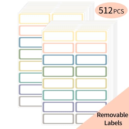 STARLIBOO Removable Labels, Removable Colored Labels Stickers, Self-Adhesive Rectangular Stickers Water/Oil/Tear Resistant for Food Containers/Classroom/Storage (8 Colors, 512 Labels) - color: Morandi, size: 1*3 inch- 512 PCS
