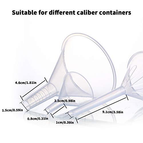 Plastic Funnel Set, 3 Pcs Lab PP Funnels, 100mm x 2, 75mm x 2, 50mm x 2 (Pack of 3)