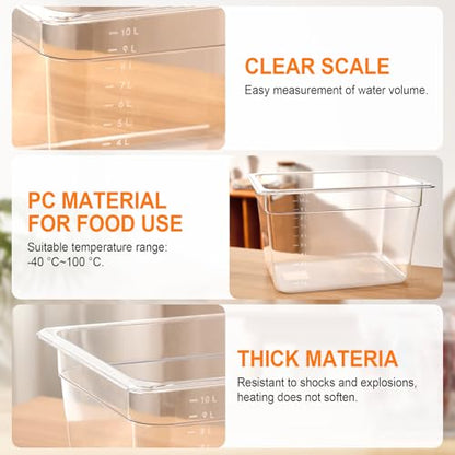 HOMENOTE Sous Vide Container 12 Quart With Lid,BPA Free Complete Accessories For Anova and Most Sous Vide Cookers,Anova Container Kit - color: Sous Vide Container-without accessories