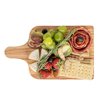 Restaurantware Cater Tek 11.8 x 7 Inch Charcuterie Boards 10 Faux Wood Cheese Boards - WIth Handle Stackable Paper Cardboard Charcuterie Boards Disposable For Serving At Catered Events