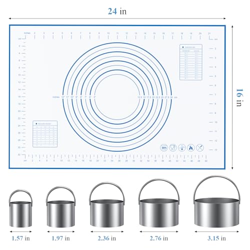 Biscuit Cutter Set, Blue Silicone Baking Mats，Stainless Steel Pastry Blender, Dough Cutter,Pastry Cutter, Baking Tools and Accessories Kit (4 Set Blue) - size: 4 set blue