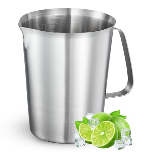 Stainless Steel Measuring Cup 18oz (2 Cup / 500ml), Heavy Duty Liquid Measuring Pitcher with Handle & Engraved Markings, Metal Measuring Cup for Coffee, Milk, Baking & Frothing - size: 18oz/500ml