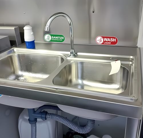 5PCS Wash Rinse Sanitize Sink Labels Stickers，Waterproof Employees Must Wash Hands Sign，Restaurant Supplies for Business,Wash Station, Kitchens, Restaurant, Food Trucks,Dish Washing (6.3"×2.3") - color: wash rinse sanitize sink191