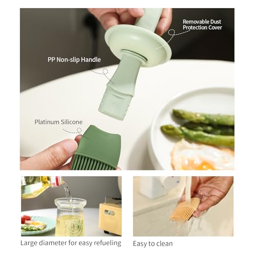 Oil Dispenser with Brush - Glass Olive Oil Dispenser for Kitchen, 3 IN 1 Oil Dispenser Bottle with Silicone Basting Brush for Cooking Vinegar Sauce BBQ Grill Frying (White) - color: White, style: 1 Pack
