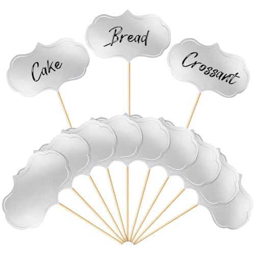 Blulu 50 Pieces Cheese Markers for Charcuterie Board Buffet Labels Food Tags Blank Toothpick Flags Appetizer Signs Chalkboard Cupcake Toppers Picks for Wedding Birthday Party Decorations (Sliver) - color: Sliver