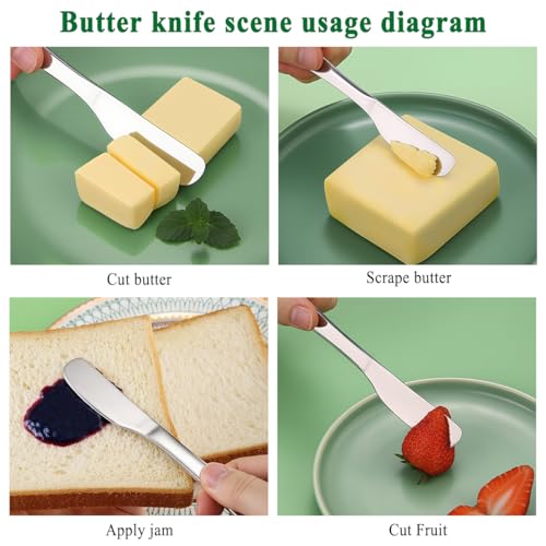HOMQUEN Stainless Steel Butter Knife, Butter Spreader, Butter Knives, Butter Spreader Knife for Kitchen Restaurant Party, Kitchen Gadgets, Set of 6