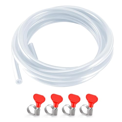 10 Feet - Kegerator Line 3/16" ID 7/16" OD Beer Line Tubing Food Grade Hose Clear Vinyl PVC Tubing with 4 PCS Hose Clamps for Kegerator, D Coupler, Draft Beer Tower Beer Dispensing - size: 10Ft Beer Line
