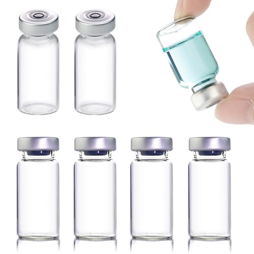 Knixxo 10 Pack 3ml Sealed Sample Vials, Transparent Glass Vials with Self Healing Injection Port - size: 3 ML