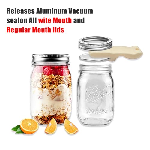 Mason Jar Opener and Canning Tool, Compatible with Mason Jar Lids, Releases Vacuum Seal on Wide Mouth and Regular Mouth, Magnetic Lid Lifter for Canning, Pickling - color: Beige