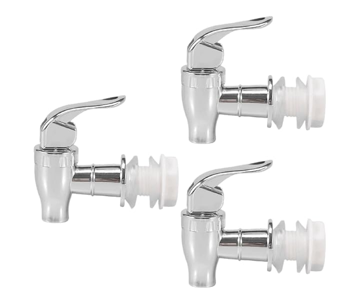 Silver Beverage Dispenser Replacement Spigot, Push Style Spigot for Beverage Dispenser Carafe, Water Dispenser Replacement Faucet (3 PACK)