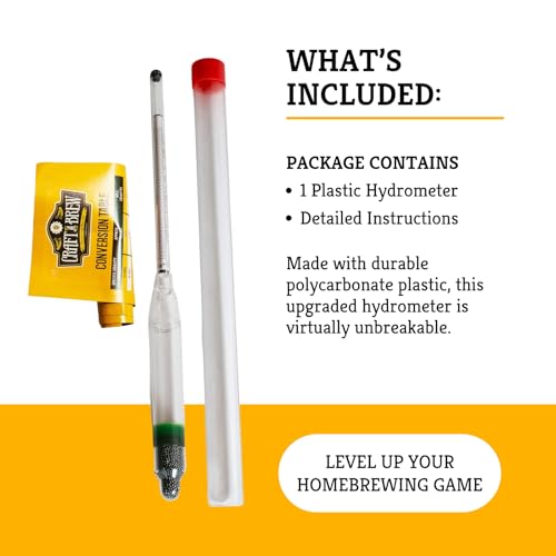 Craft A Brew - Polycarbonate Hydrometer - Triple Scale - Measures Potential Alcohol Content & Density of Sugar - Durable & Built to Last - Specific Gravity, Potential ABV, & Brix