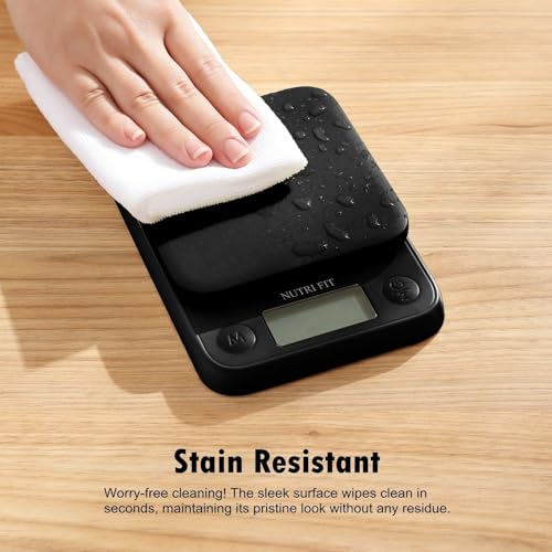 Food Scale Kitchen Scale Weight Grams and Ounces Small Digital Scale for Weight Loss Baking Cooking Coffee of NUTRI FIT, Max 11lb 0.5g Increment, LCD Smart Tare, Easy to Use for Travel, AAA Battery - color: Classic Black