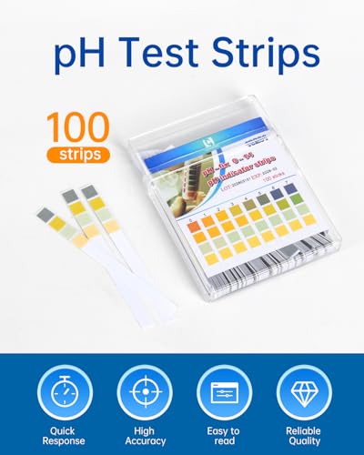 LOHAND pH Test Strips, 100 Strips, 0-14 Range Universal pH Paper | Fast & Convenient, Rapid Test for Drinking Water, Food Liquid, Pool, Soil Liquid, Brewing, Urine, Saliva, Home Usage Water