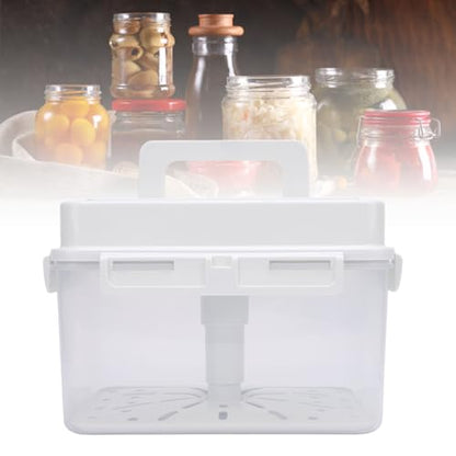 Plastic Kimchi Fermentation Container, Large Capacity Good Sealing Kimchi Jar Pickle Jar with Strainer Kimchi Storage Container Pickle Storage Box for Sauerkraut, Vegetables (4L) - size: 4L