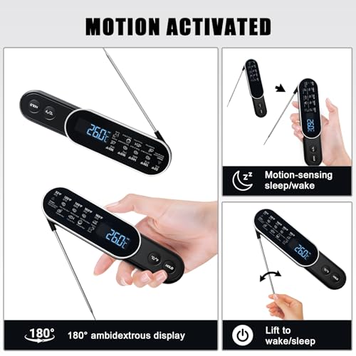 Smart Meat Thermometer Digital with Ultra-Fast 0.5 Sec Instant Read, Oven Safe for Grill, BBQ, Smoker, Candy