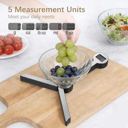 Portable Food Scale, Folding Digital Kitchen Scale, Mini Pocket Gram Ounce Scale for Travel Diet Calorie Control Cooking - color: Silver/Black