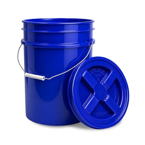 ePackageSupply 5 Gallon Bucket - Food Grade w/Lid BPA-Free, Blue/Blue, 1 | Airtight Gamma Seal Screw-On Lid, Heavy-Duty 90 Mil HDPE Plastic, Food Safe and Durable Container, Bulk Storage, Made in USA - color: Blue/Blue, size: 1 Pack