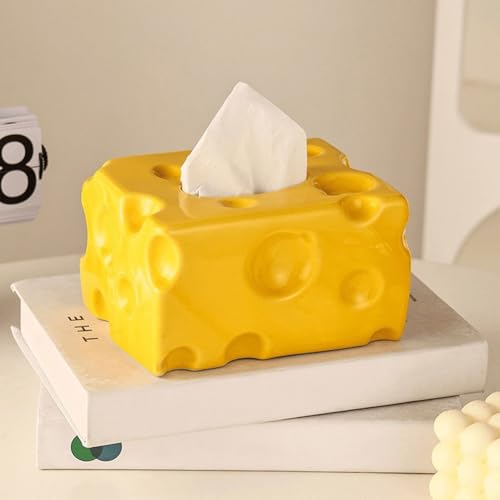 Cheese Shape Tissue Box Holder, Rectangle Napkin Organizer Toilet Paper Container Decorative Tissue Storage Organiser