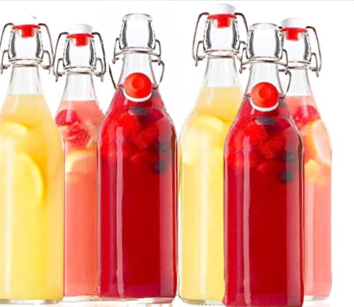 Easy Cap Beer Bottles - Kombucha Bottles - 16 oz. - Clear flip top 6 pack - EZ Cap Original Cherry Blossom Hardware