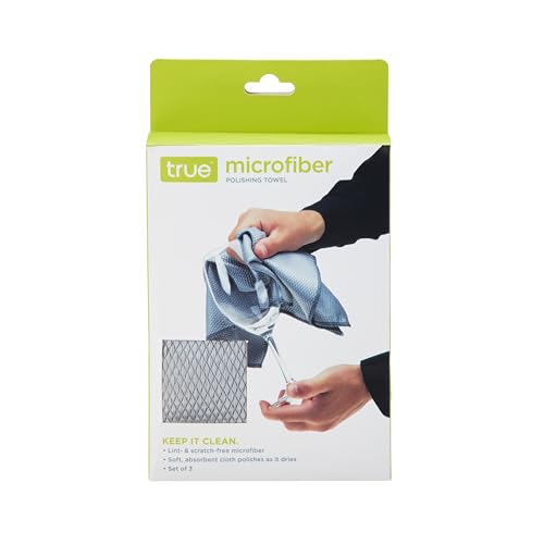 True Microfiber Towels, Wine Glass Polishing Cloths, Streak Free Microfiber Cloth and Lint Free Towels, Grey, Set of 3 - style: Microfiber Polishing Towel