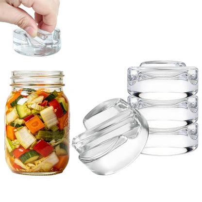 4 Pack Fermentation Weight with Easy Grip Handle,Glass Fermenting Weights for Wide Mouth Mason Jars,Glass Weights for Fermenting,Sauerkraut,Pickles,Kimchi - style: Straight