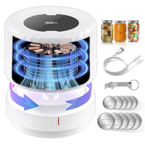 Mason Jar Vacuum Sealer, VP06+ Electric Vacuum Sealer for Jars | Cordless Handheld Jar Vaccum Sealer with Wide and Regular Mouth Mason Lids,Ideal Present for Mom,Wife White - color: White