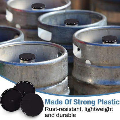 Qinyoung 150 Pcs Keg Plastic Caps with Ventilation Holes Plastic Lids for Protect the Kegs Filling and Valve (Black) - color: Black