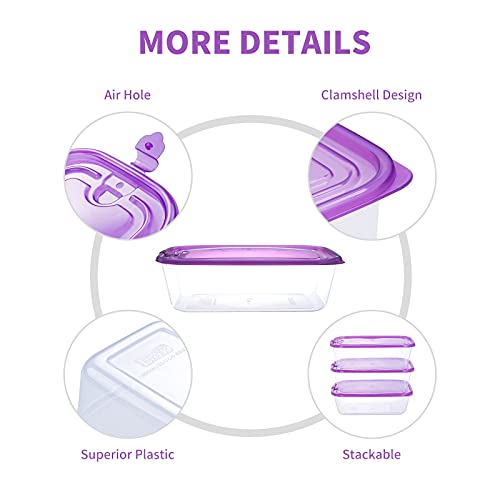 KIGI Lightweight Plastic Transparent Food Storage Containers with Lid Set Rectangle Meal Prep Containers, Microwave, Freezer, Dishwasher Safe (67oz, 44oz, 20oz|12PACK) - size: Assorted (24-piece)