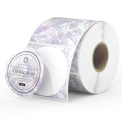 MUNBYN 2 Inch Round Shell Texture Thermal Labels, Direct Waterproof Circle Thermal Sticker Labels for Small Business, 500 Sheets/Roll (Purple) - color: Purple, size: 2"