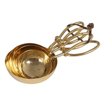 Creative Co-Op Set of 4 Hammered Stainless Steel Scoops, Gold Finish - color: Brass