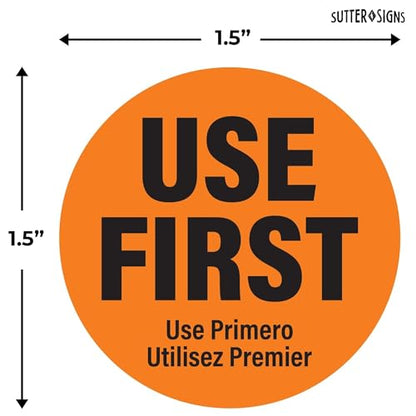 1000 Labels Use First Stickers for Food Service, 1.5-inch Wide, Orange by Sutter Signs - color: Orange