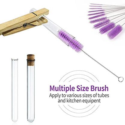 CiaraQ Bottle Cleaning Brushes, 8 Inch Nylon Tube Brush Set | Purple Cleaner for Narrow Neck Bottles Cups with Hook, Set of 10pcs. - color: Purple, size: 8.0 Inch (10pcs)