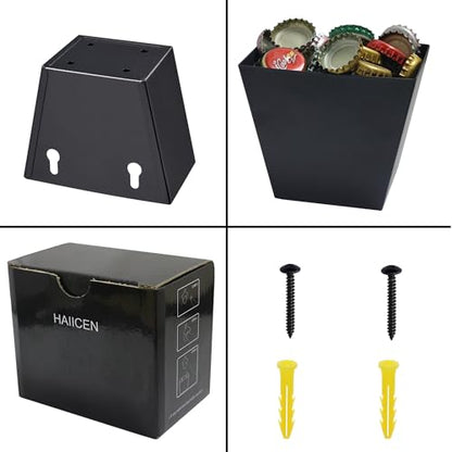 Black Bottle Cap Catcher Wall Mounted Stainless Steel Mountable Beer Top Bucket with Drain Openings for Table Cooler Post - color: Black