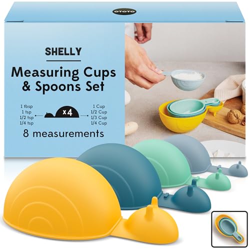 OTOTO Measuring Spoons Set - Teaspoons for Dry & Liquid Ingredients, BPA-free & Dishwasher Safe, Funny Gifts, Baking Accessories, Unique Kitchen Gadgets (Shelly) - style: Shelly