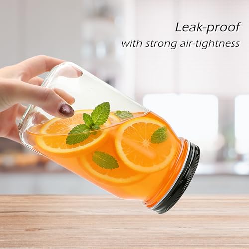 QAPPDA 32 OZ Glass Jars with Lids Set of 12,Clear Wide Mouth 1000ML Glass Mason Jar with Airtight Lid,Durable Glass Food Storage Canning Jars for Pickles,Jams,Preserving - size: 32oz - Black Lid