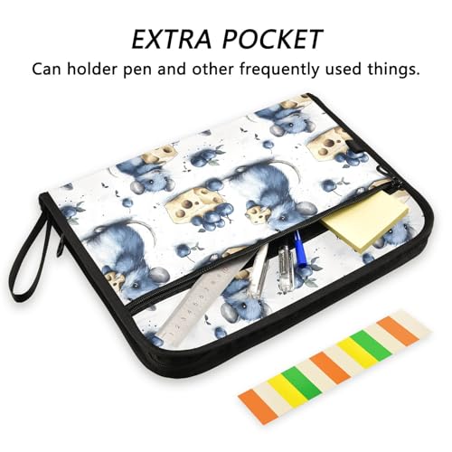 13 Pockets Expanding File Folder Cartoon Mouse Cheese Berry Accordion File Organizer A4 Letter Size Paper Document Storage Zipper Expandable Folders with Labels