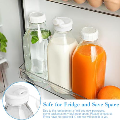 Syntic Square Liter Glass Milk Bottles with Airtight Lid - 100% Leak-Proof Heavy Duty Screw Cap, 32 Oz Glass Juice Bottles w Scale Mark, Reusable Jugs Pitcher for Homemade Juice(Extra 1 Lid and Pen) - style: Milk Bottle-1pack