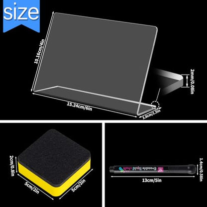 15 Pcs Acrylic Mini Chalkboards Labels for Food, 4X6 Inch Food Label Table Sign Cards, Mini Chalkboard Labels, Reusable Buffet Displays, Bright White, Includes 6 Liquid Chalk Markers - color: White-1