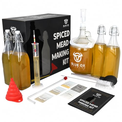 SPICED Mead Making Kit with Storage Bottles, Hydrometer & Extra Yeast Nutrients - Honey Wine Making Kit - Mead Kit Complete - Mead Supplies for 1 Gallon of Mead – Mead Brewing Kit - color: King's Reserve