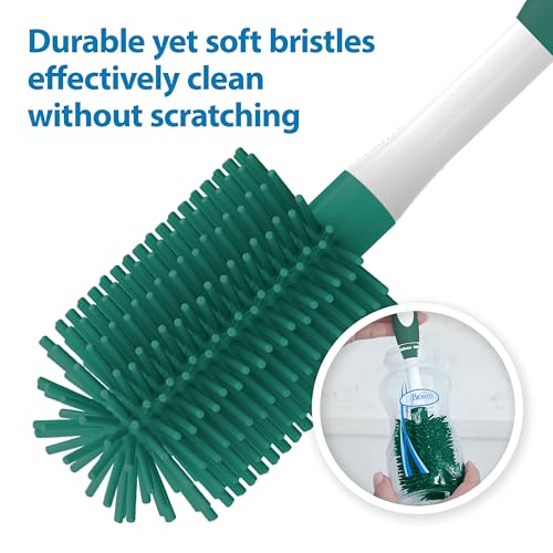 Dr. Brown's Soft Touch No Scratch Baby Bottle Cleaning Brush, Nipple Cleaner & Suction Cup Base for Easy Storage, BPA-Free, Green (Pack of 1) - style: Green