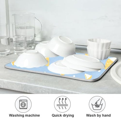 Kcldeci Dish Drying Mat for Kitchen Counter,Cheese and White Dots Absorbent Dish Drainer Dish Drying Pad for Countertops,Sinks,Draining Racks 16x18in - size: 16x18in